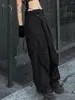 Women's Pants Women Loose Wide Leg Trousers Solid Color Multi-Pocket Hip Hop Joggers Sweatpants Drawstring Cargo Streetwear