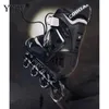 Ледяные коньки для взрослых встроенные роликовые туфли для скольжения кроссовки 4 колеса регулируемые тренировочные спортивные патины черные белые L221014