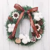 Dekorativa blommor 30/40 cm julkrans konstgjorda pinecone Berry Garland h￤ngande ornament D￶rrv￤ggdekorationer Merry Tree