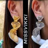 Dangle Earrings Missvikki Dubai Luxury Gorgeous Wavy Bow Pendant For Noble Women Bridal Earring Aretes De Mujer Modernos Gift 2022