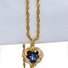 Pendentif Colliers Bijoux Femmes Collier Coeur Bleu Saphirs Zircon Amour Filles Cadeaux La Première Lettre Accessoires