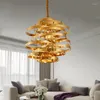 Anhängerlampen moderne LED -Leuchten Gold Ring Edelstahl Atmosphäre Leichte Luxus -Esszimmerlampe