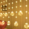 Strings 3M LED Wishing Ball Solar Curtain String Lights With Remote Lantern Globe Fairy Garland Light For Window Bedroom Wedding Decor