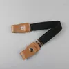 Cinture Cintura in tela per bambini Uomo ad alta elasticità Bottone in PU senza fibbia Elastico regolabile per bambini