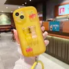 3D DIY Cute Cartoon Bear Silicone Cases Shockproof Clear Soft TPU Protective Back Cover with Bracelet Strap for Iphone 14 Plus 13 12 11 Pro Max XR XS 8 7 6S Special Gift