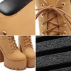 Laarzen 2022 Platform Enkel Vrouwen Herfst Lace Up Dikke Hoge Hak Dames Vrouw Mode Schoenen Dames Casual Schoenen