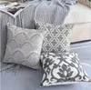 Pillow Cotton Embroidered Cover Home Decor Grey Embroidery Geometric Sofa Throw Case 45X45CM