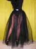 Jupes Sexy See Thru Noir Tutu Overskirt 2022 A-ligne Tulle Jupe Femmes 3 Plus tard Ruban Sash Bow Détachable Mariée