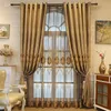 Curtain European Curtains For Living Dining Room Bedroom Chenille Green Gold With Thread Flowers Blackout Embroidery Sliding Door Drapes