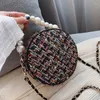 Evening Bags Elegant Female Round Pearl Tote Bag 2022 Fashion High Quality Woolen Women Designer Handbag Chain Shoulder Messenger #40