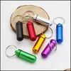 Keychains Lanyards 14Mmx52Mm Portable Waterproof Mini Aluminum Pill Case Keychain Tablet Storage Box Bottle Cases Holder High Qual Dh8Vl