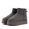 2022 Classic Mini Platform Boots مصمم نساء الرجال الثلوج أحذية حقيقية الجلد السميك السميك بني زلة أستراليا الأسترالية الجوارب الشتوية Houdi Wggs Bottes Wgg