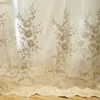 Rideau Européen De Luxe Rose Fleur En Relief Broderie Tulle Rideaux Pour Salon Chambre À Manger Personnalisé Sheer Perle Voile