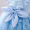Abiti da ragazza estivi per bambine fiori per matrimoni pizzo blu vestito da compleanno per bambini tulle floreale per bambini 6 mesi-5 anni