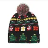 Beanie Christmas LED Winter Sticked Hats Pompom Ball Skull Caps Colorful Lights Windproof Knit Huvudbonad utomhus Ull￶rskydd Virka Skallies Cap BC147