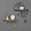 Hooks Wall Mounted Storage Rack Multifunctional Semi-circular Rectangular Shelf For Home Living Room Bedroom Decoration