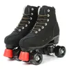 Skrotor Vuxen Artificial Leather Roller Black Double Line Kvinnor Män Två skridskor Patines Unisex Pu 4 Wheels L221014