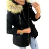 Chaquetas de mujer Invierno Mujer Gruesa Felpa Cálida Piel Sintética Capucha Abrigo Manga Larga Bolsillos Con Cremallera Chaqueta