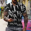 Polo da uomo 2022 Polo estiva Top T-shirt Manica corta Scollo Cerniera Stampa 3D Casual Hip Hop Lettere Tema HaHa