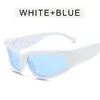 Sunglasses Y2K Punk Women Men Silver Blue Gray Lens UV400 Eye Protection Girl Sexy Ladies Outdoor Sports Fashion Eyewear