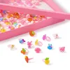 Clusterringen 1 doos schattige kinderdag gemengde kleur sieraden plastic kinderen voor meisjes met stijlhars cabochons decoratie