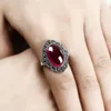 Clusterringe Moonrocy Silber Farbe Opal Vintage Ring Rot Grün Oval Trendy Schmuck Großhandel für Frauen Geschenk Tropfen