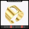 Cluster Rings ENFASHION Punk Hollow Letter Ring Gold Color Stainless Steel Initial Open Finger For Women Fashion Jewelry Wholesale R4047