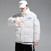 Masculino masculino de hip hop 90% Jaqueta de pato branco casaco de inverno casais letra imprimir adolescentes quentes