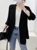 Damespakken lente en zomer chiffon kleine pak jas los zonnebrandcrème middenlengte dames vest casual top blazer vrouwen