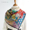 Scarves Colorful Natural Silk Scarf Women Head Scarfs Luxury Real Satin 90x90 Square Grey Hijab Ladies Spring Summer