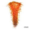 Handbl￥st glas ljuskronor lampor Stora kristallkronkrona Orange F￤rg lyxig konst takbelysning smart design hantverk h￤ngande fixtur f￶r vardagsrum LR448