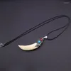 Pendant Necklaces National Necklace Inlaid With Wolf Teeth Female Silver Imitation Pig Set