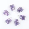 Pendant Necklaces Wholesale 6Pcs/Lot Amethysts Natural Stone Silvers Wire Wrap Irregular Geometric Bead Dangle Charms Jewelry QN4176