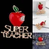 Brouches Fashion Red Super Teacher Xmas Gift Usisex with Crystal Brooch Pin عرض هداياك