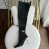 Bootssuede Over-The-Knee Boots Skye Knit Coxa-Alta Bota Alta Pontiaguda Toe Stiletto Heel Runway Designers de Luxo Sapatos de Salto para Mulheres Calçados de Fábrica