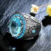 Anillos de racimo 925 anillo de plata esterlina para hombres mujeres azul circón dedo vintage joyería fina aguamarina regalo de piedras preciosas