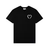 2024 Paris Fashion Mens Designer T Shirt broderad röd hjärta fast färg Big Love Round Neck Heart Kort ärm T-shirt för män och kvinnor med samma stycke