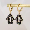 Hoop Earrings Y2K 1 Pair Hamsa Fatima Hand Bohemian Colorful Enamel Hypoallergenic Jewelry For Women Fine Present Gifts
