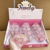 Kinder-Cartoon-Süße-Ring-Set, verstellbar, Geschenk, Schmuck in Box, kleines Mädchen, so tun, als ob sie spielen und sich verkleiden würden, Requisiten mit Diamant-Herz-Etui, Geburtstag, Weihnachtsgeschenk, Klassenpreis