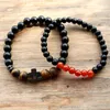 Charm Bracelets Stone Beads & Hematite Cross Buddha Bead Bracelet Multilayer Stretch For Men Women Jewelry