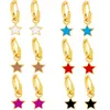 Hoop Earrings Y2K Korean Style Star Drop Color Enamel Dripping Oil Ear Ring For Women Girl Trendy Geometric Jewelry Gift