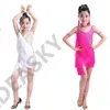 Sahne Giyim Pul Pul Püskül Çocuk Çocuk Çocukları Kızlar İçin Profesyonel Latin Dans Elbisesi Balo Salonu Dans Elbiseleri Çocuklar Saçak Salsa Spandeks