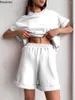 Survêtements Femmes Femmes Home Suit Shorts avec T-shirt Femme Top et Loose Oversize Été Deux pièces Ensemble Rose Survêtement Casual Ensembles