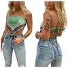 Bustiers korsetten vrouwen casual vastbinden camisole geprinte patroon mouwloze boot nek crop tops vrouwelijke zomerstrand