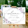 Party Supplies Boho Greenery Wedding Welcome Sign Template With Lavender Roses Custom Floral In Board Country Decor