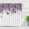 Douche gordijnen bloemen wit gordijn 3D bloem vlinder lavendel groen plant bad scherm decor waterdichte polyester badkamer accessoires