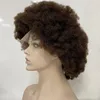 4mm Afro Brésilien Vierge Remy Cheveux Humains Pièces Brun Couleur 4 # Résille Maille Intégration Pleine Cap Perruque pour Femme Noire