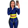 Women's Two Piece Pants Gym Fitness Suit 2022 Striped Tracksuit Full Sleeve Crop Top Skinny Pant O-Neck 2 Set Casual Female Street Women