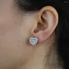 Studörhängen geometrisk rund hjärtformad skruv tillbaka två ton guldfärg Micro Pave Full CZ Iced Out Bling Earring2973984