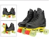 Patins à glace en cuir artificiel rouleau PU adulte Double ligne femmes hommes noir deux chaussures de patinage Flash 4 roues Patines blanches L221014